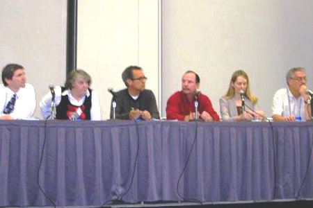 Executive Director Merna Forster, second from right, during panel discussion in Houston.