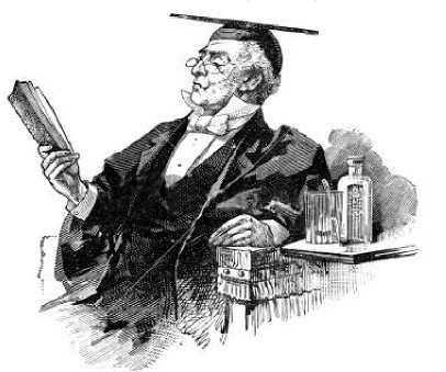 A pompous professor reading a book