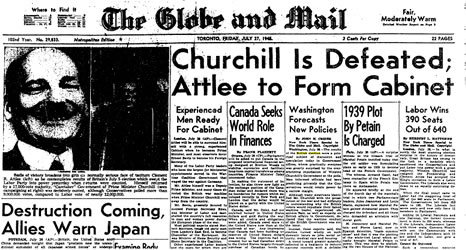 [ Churchill defeated ]