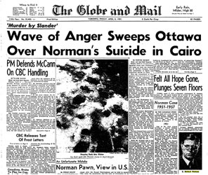 [ Wave of Anger Sweeps Ottawa Over Norman's Suicide in Cairo ]