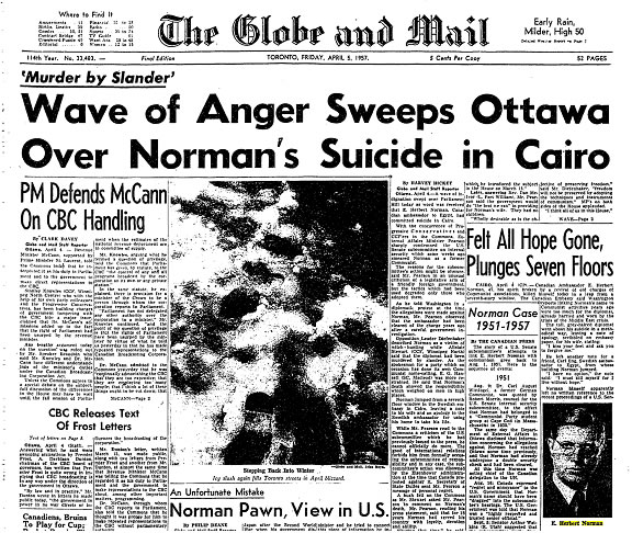 [ Wave of Anger Sweeps Ottawa Over Norman's Suicide in Cairo ]