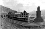 The commune's KC jam factory in the late 1920s.  On the left is the Brilliant train station, from which Peter V. Verigin departed October 28, 1924