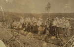 With men away earning cash through railroad construction, Doukhobor women harness themselves to the plow