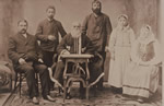 Peter V. Verigin, Anastasia Holobova and others in Russia in 1906.  Standing on Verigin's left is a translator from Canada who accompanied the group, Dmitri Gretchen, apparently not related to the mysterious Metro Grishin