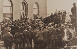 A crowd of land seekers besiege the Yorkton land titles office seeking lands expropriated from the Doukhobor commune by the federal government