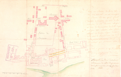 [ Plan concernant le nouvel alignement d'un tronon de la rue Saint-Paul  la suite de l'incendie de 1721, Chaussegros de Lry, Gaspard-Joseph, ANQM P1000-50/188-4 ]