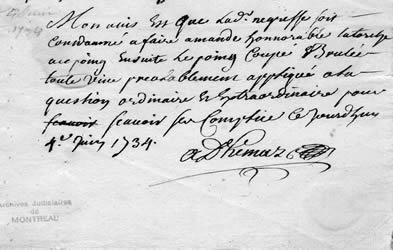 [ Sentence pronounced by Jean-Baptiste Adhmar, Adhmar, Jean-Baptiste, Archives nationales du Qubec, Centre de Montral TL4, S1 4136 ]