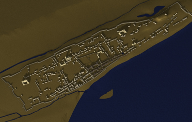 [ Vue de Montral en 1734, reconstitution tri-dimensionnelle, Centre Canadien d'Architecture et Centre for Landscape Research, adapt par Lon Robichaud et Mathieu Bilodeau, Bibliothque du Centre Canadien d'Architecture  ]