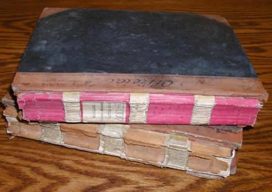 [ Photograph of Two Volumes of Crown Attorney Charles Hutchinson\\\'s Letterbooks from 1880, Photograph taken in August, 2005 at the Archives and Research Collections Centre, University of Western Ontario.  Copyright Great Unsolved Canadian Mysteries Project, Jennifer Pettit,   ]