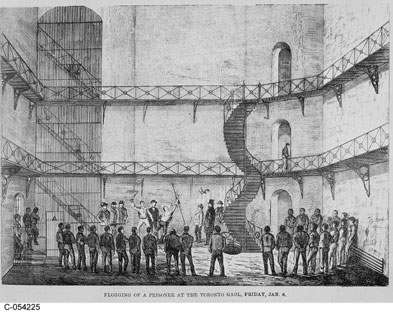 [ Flogging of a Prisoner at the Toronto Gaol, 1871, This illustration originally appeared in [ Flogging of a Prisoner at the Toronto Gaol, 1871, This illustration originally appeared in