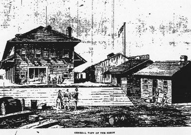 [ View of the Immigrant Sheds in Quebec, 1873, Unknown, D.B. Weldon Library, University of Western Ontario AP5.C13 ]