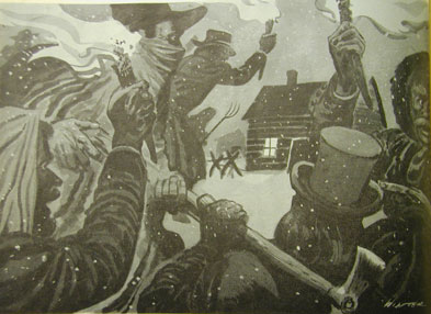 [ Drawing by W.A. Winter of Mob at the Donnelly Homestead , This drawing appears in the opening segment of this website., W.A. Winter, Maclean's Magazine  ]