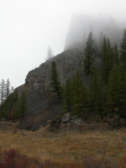 [ Bull Canyon, Bull Canyon where , according to oral history, the Tsilhqotin lured Bella Coola invaders and ambushed them., Liam Haggerty, Copyright Great Unsolved Mysteries Project  ]