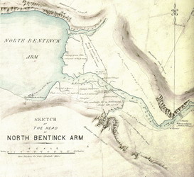 [ Palmer Map, Bentinck Arm Detail, Lt. H.S. Palmer, drawn by J. Turnball, British Columbia Surveyor General's Branch Vault, Roads and Trails Drawer ]