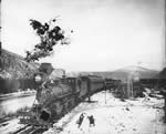 First train on the Klondike Mines Railway, Dawson