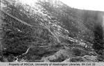 Foot of tram at mining operations, Cheechako Hill