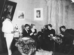 Social scene showing interior of parlor, Dawson