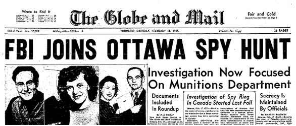 [ Gouzenko spying revelations spill over Canada-U.S. border ]