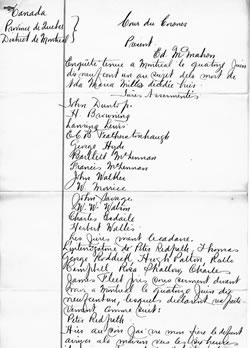 [ Coroner's Report-Ada Mills Redpath (page 1) ]