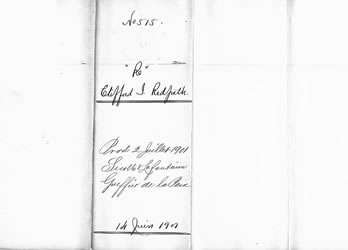 [ Le rapport du coroner — Jocelyn Clifford Redpath (verso) ]