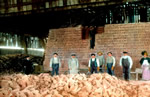 Inside steam room at brick works