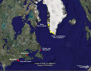 [ Map of Greenland Settlements and Proposed Vinland Locations ]